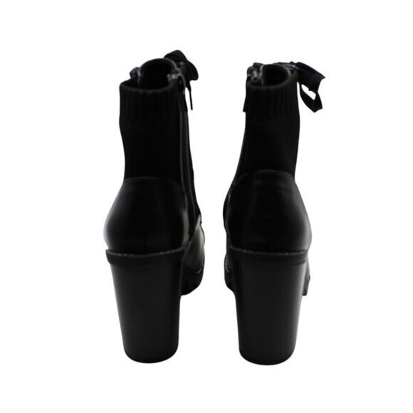 BCBGENERATION Womens Black Stretch Cushioned Lug Sole Lace Pilas Cap Booties - Picture 3 of 9